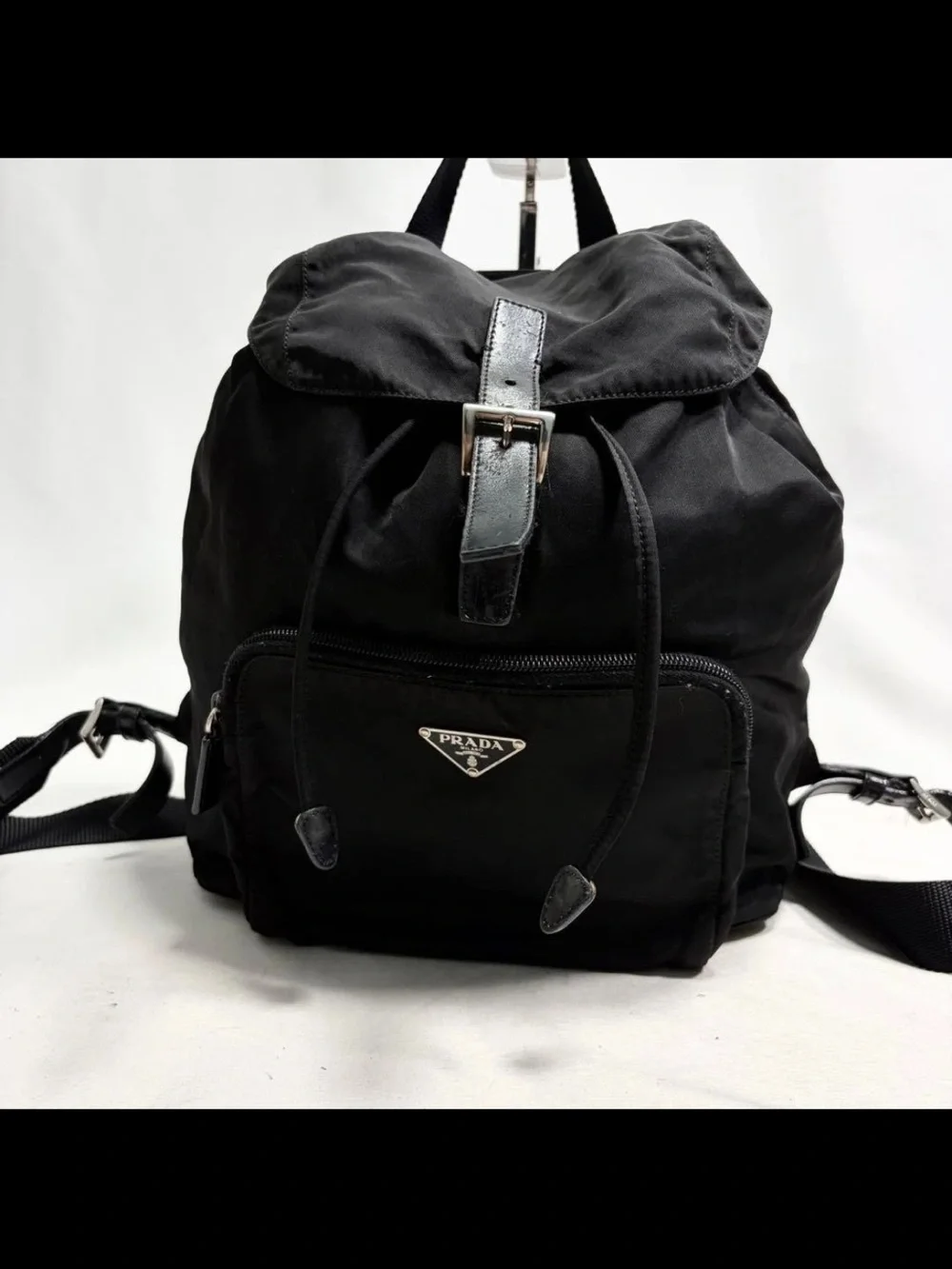 Prada Black Nylon Drawstring Backpack